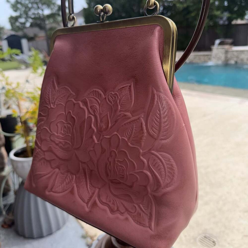 Patricia Nash Pink Rose Embossed Leather Purse Handbag #26V1026 - Picture 13 of 16